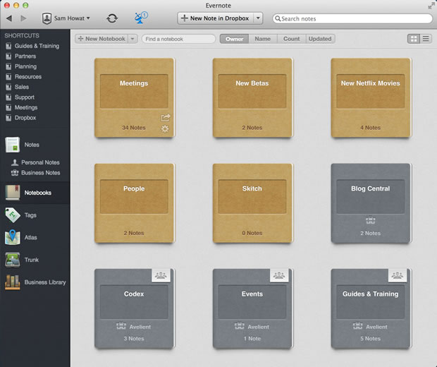 evernote for mac organized notebooks